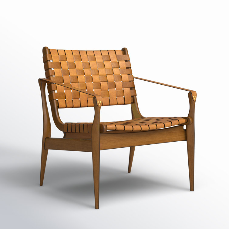 Light Brown Mahogany and Leather Safari Armchair