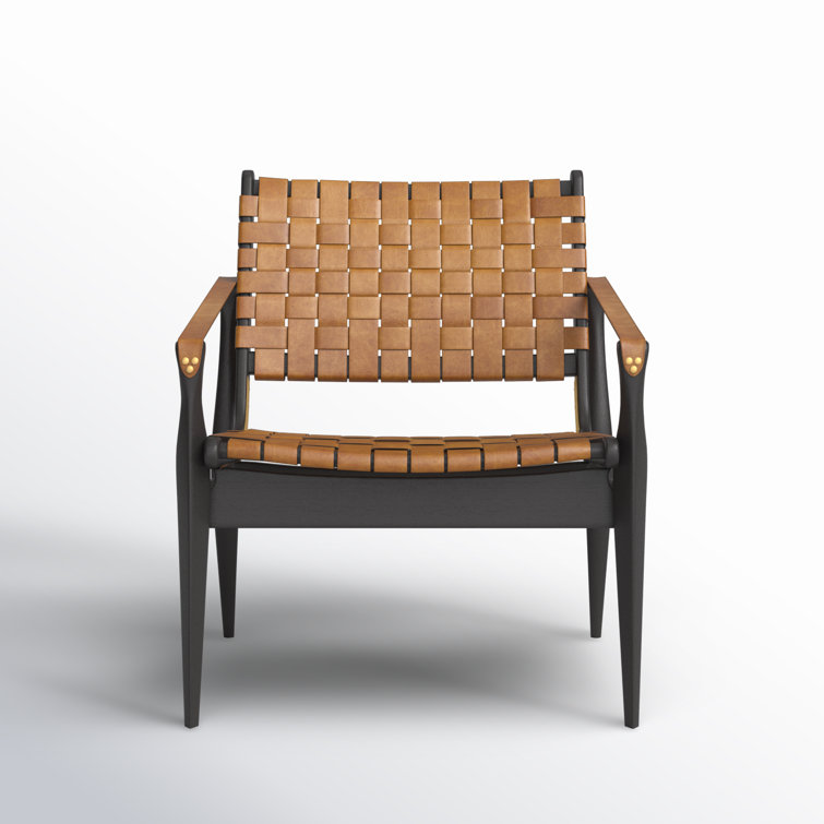 Light Brown Mahogany and Leather Safari Armchair