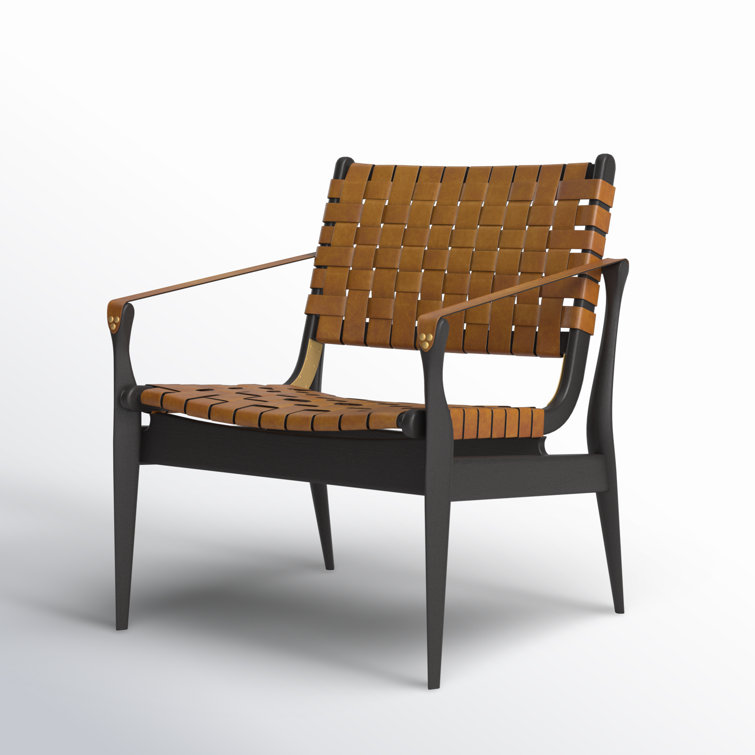 Light Brown Mahogany and Leather Safari Armchair