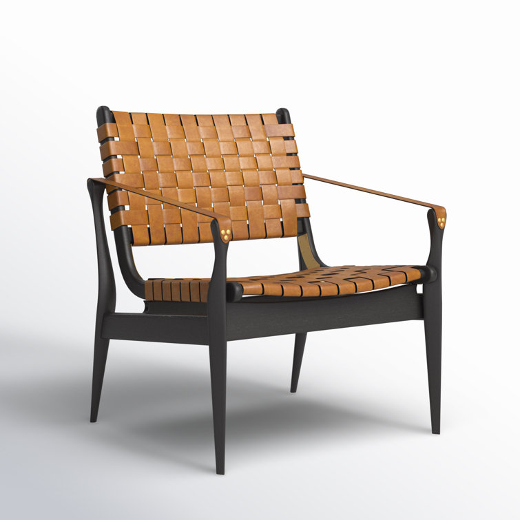 Light Brown Mahogany and Leather Safari Armchair