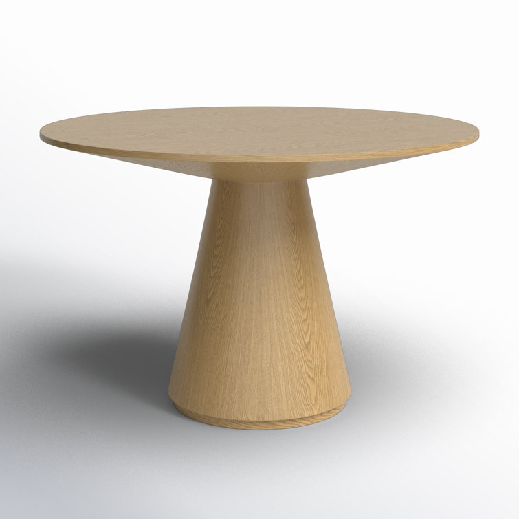 Round Oak Contemporary Dining Table with Flared Base