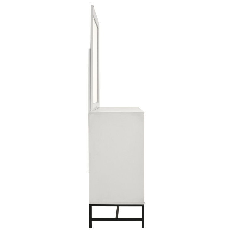 Sonora White 6-Drawer Dresser with Mirror and Black Hardware