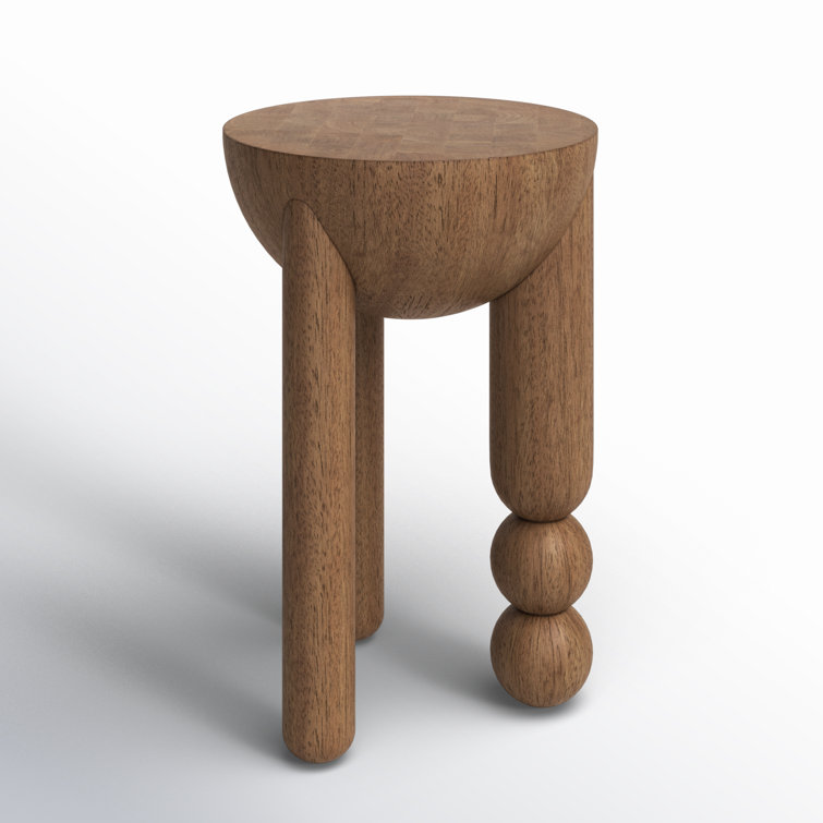 Cognac Rubberwood Round Three-Leg Accent Table