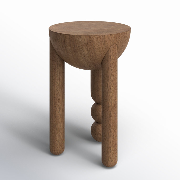 Cognac Rubberwood Round Three-Leg Accent Table