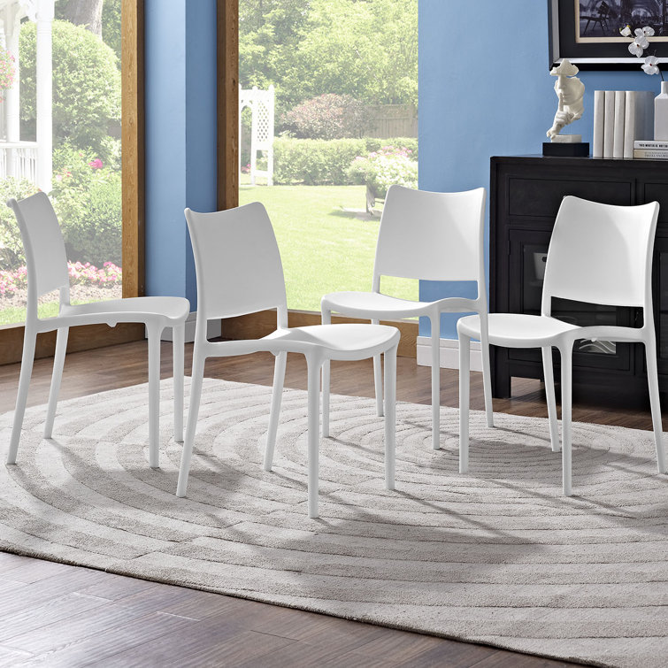 White Stackable Plastic Side Chair Set of 4