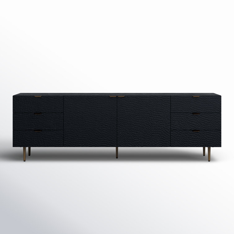 Breu Black Oak and Gold Iron 6-Drawer Sideboard