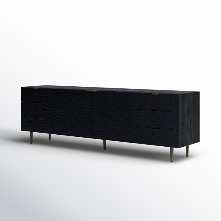 Breu Black Oak and Gold Iron 6-Drawer Sideboard