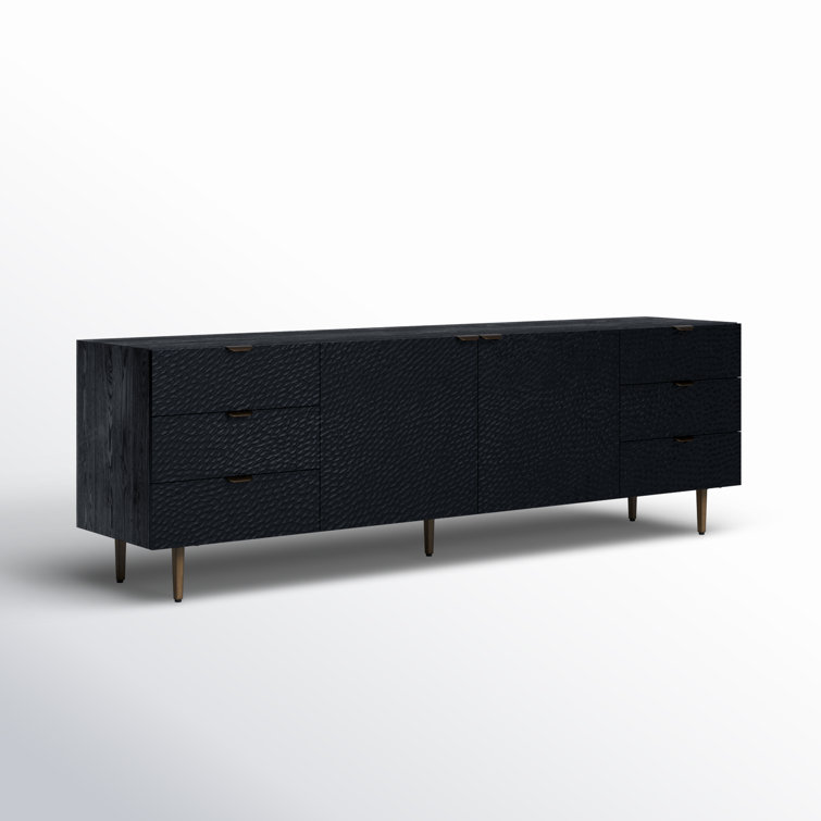 Breu Black Oak and Gold Iron 6-Drawer Sideboard