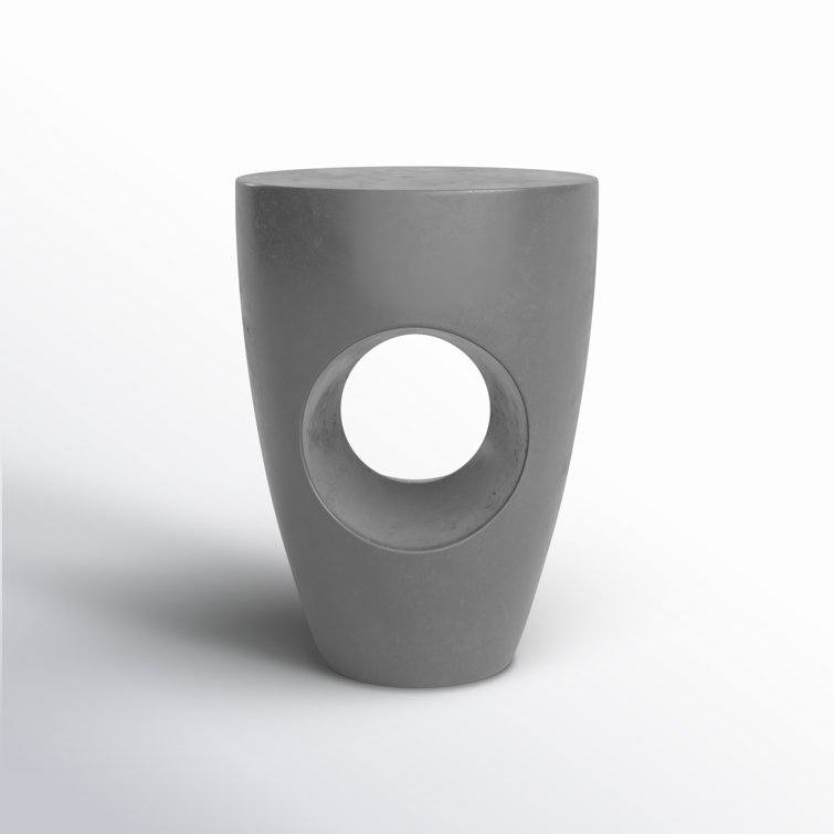 Transitional Aishi 14" Round Acrylic Gray-Brown Accent Table