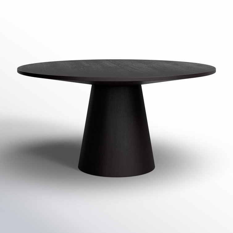 Vintage Black Round Pedestal Dining Table with Reclaimed Wood