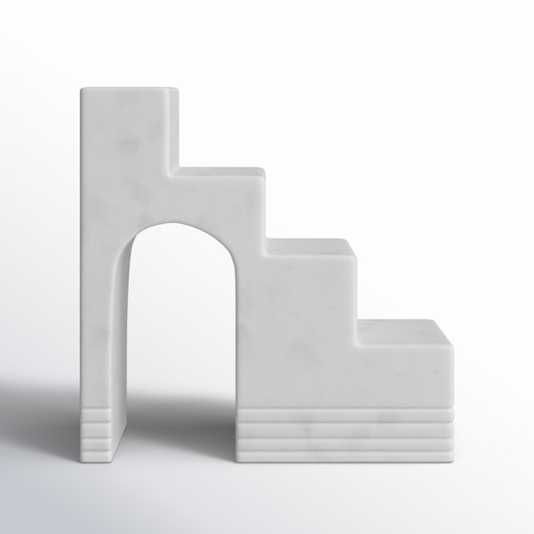 Elia White Marble Geometric Staircase Sculpture