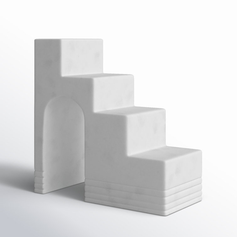 Elia White Marble Geometric Staircase Sculpture