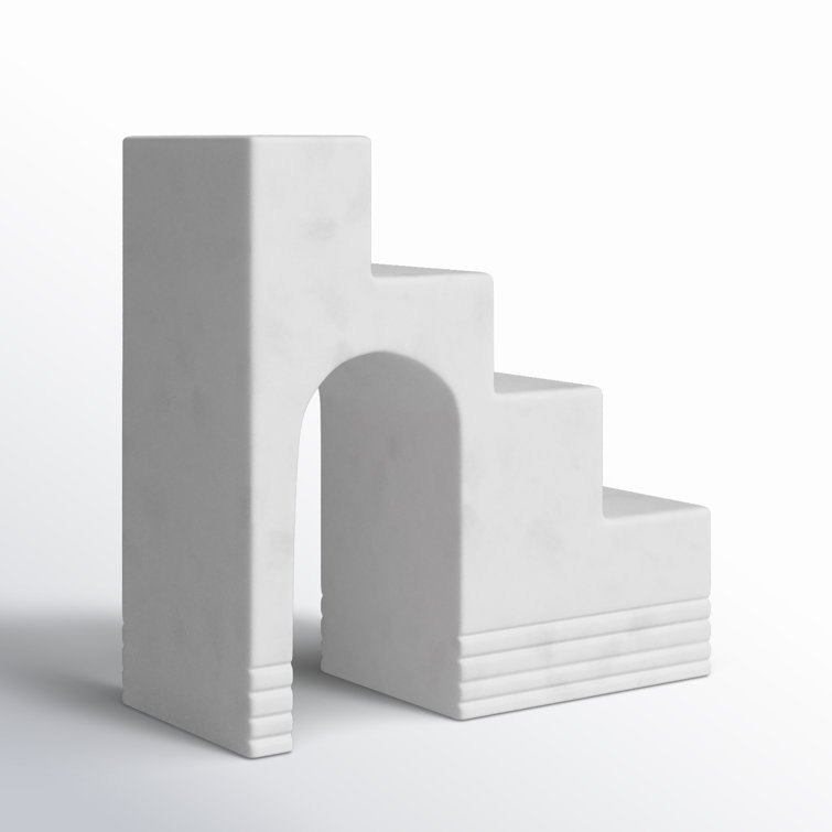 Elia White Marble Geometric Staircase Sculpture
