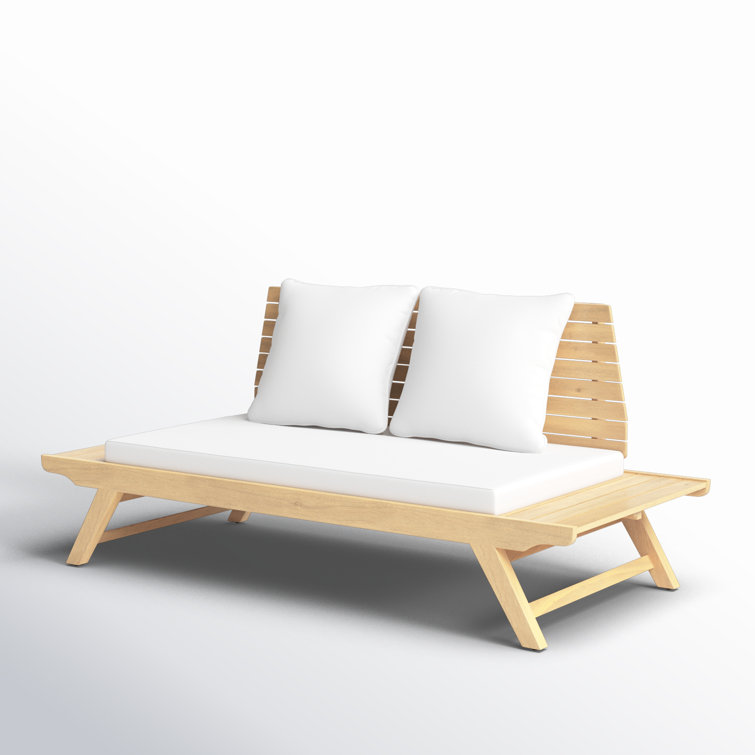 Sedona Teak Finish 68.5'' Acacia Wood Outdoor Loveseat with White Cushions