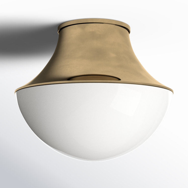 Alistair Curved Metal and Glass Flush Mount in Aged Brass