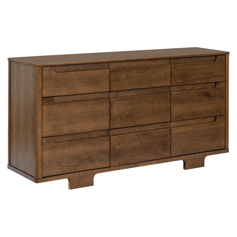Natural Walnut Painted 9-Drawer Wood Dresser