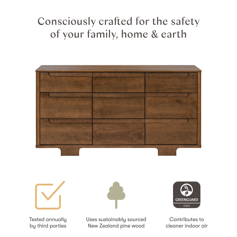 Natural Walnut Painted 9-Drawer Wood Dresser