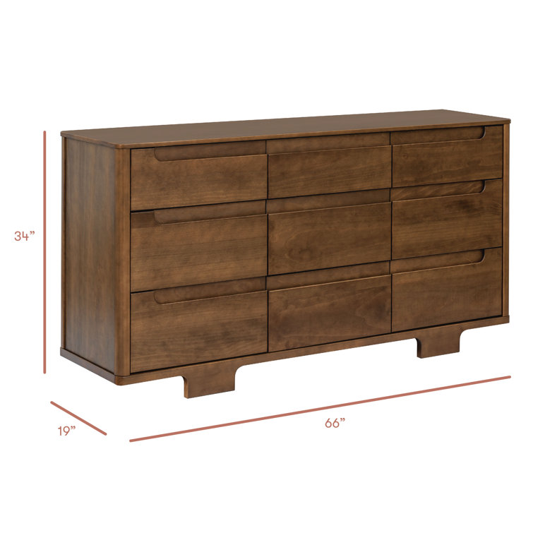 Natural Walnut Painted 9-Drawer Wood Dresser