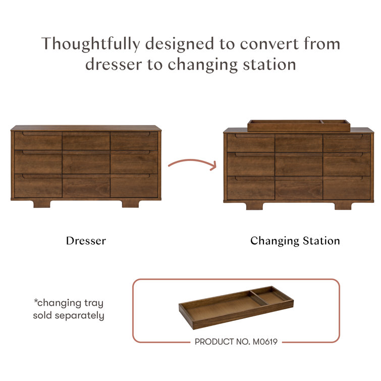 Natural Walnut Painted 9-Drawer Wood Dresser