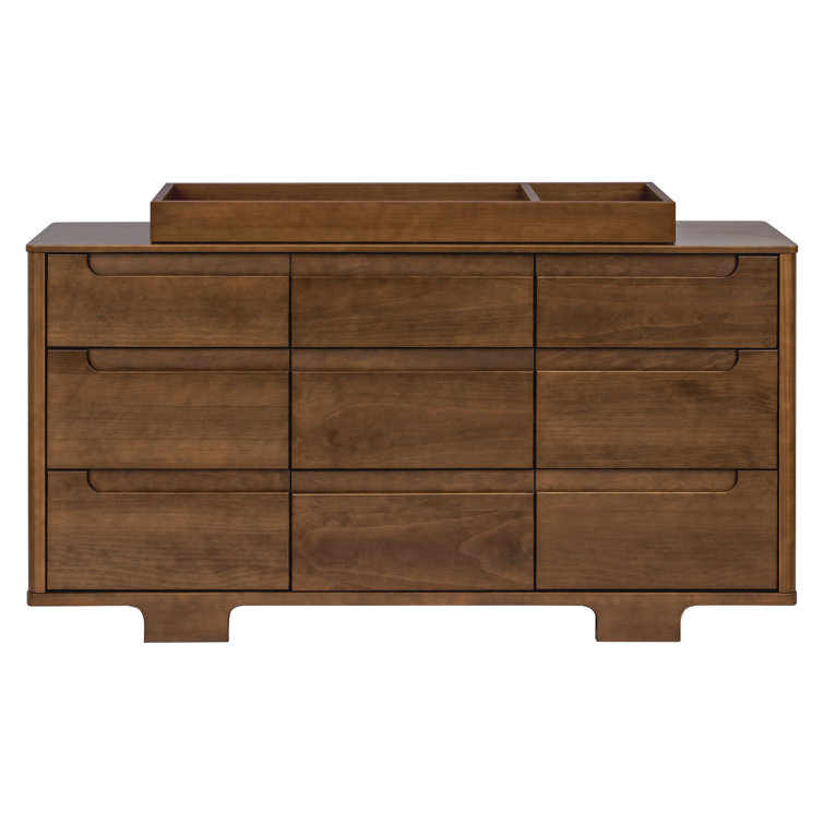 Natural Walnut Painted 9-Drawer Wood Dresser