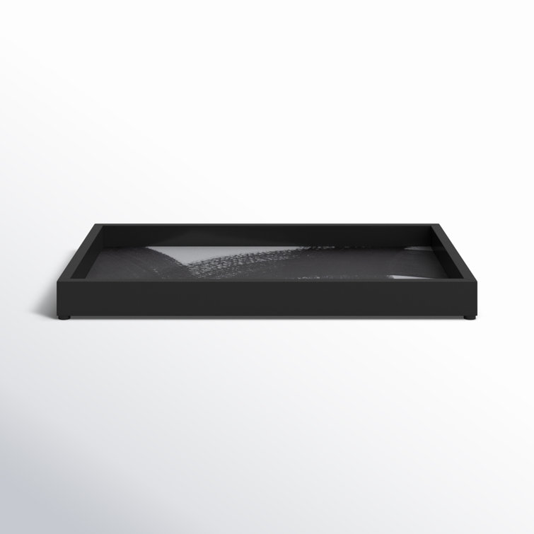 Haden Black and White Handmade Wood Decorative Tray