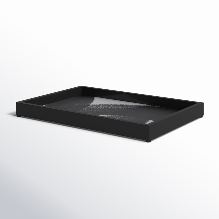 Haden Black and White Handmade Wood Decorative Tray