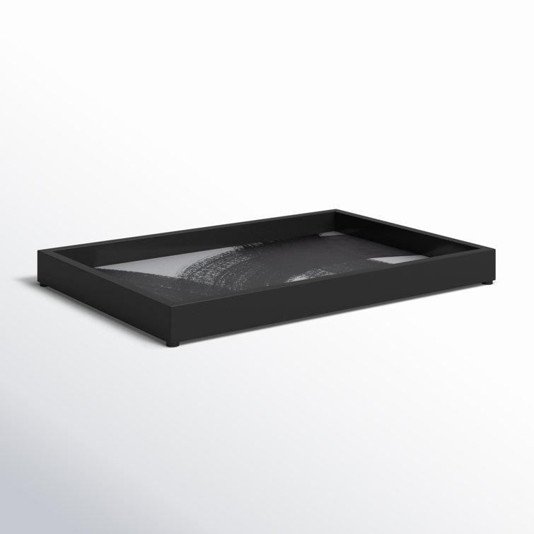 Haden Black and White Handmade Wood Decorative Tray