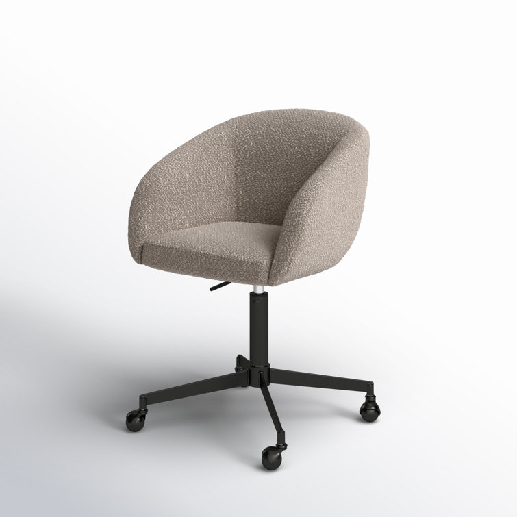 Gray Boucle Upholstered Swivel Office Chair with Black Steel Frame