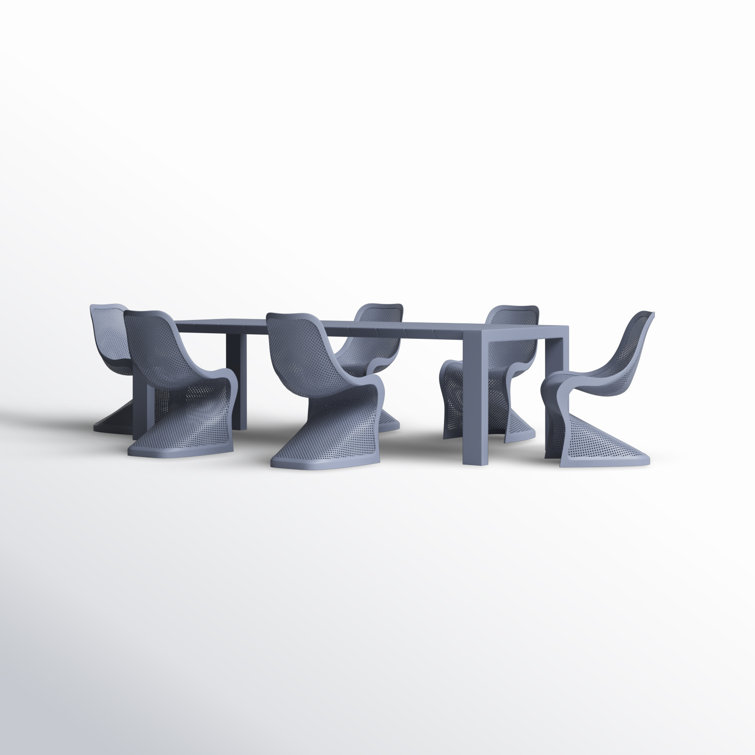 Siesta Bloom 118'' Dark Gray Extendable Outdoor Dining Set for 6
