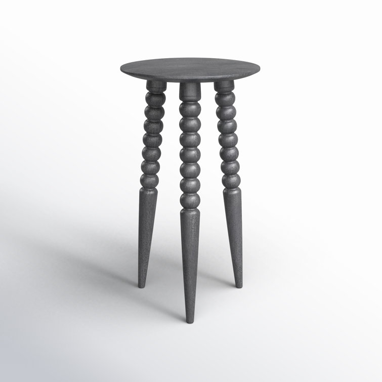 Espresso Bohemian Round Wood Accent Table with Carved Legs