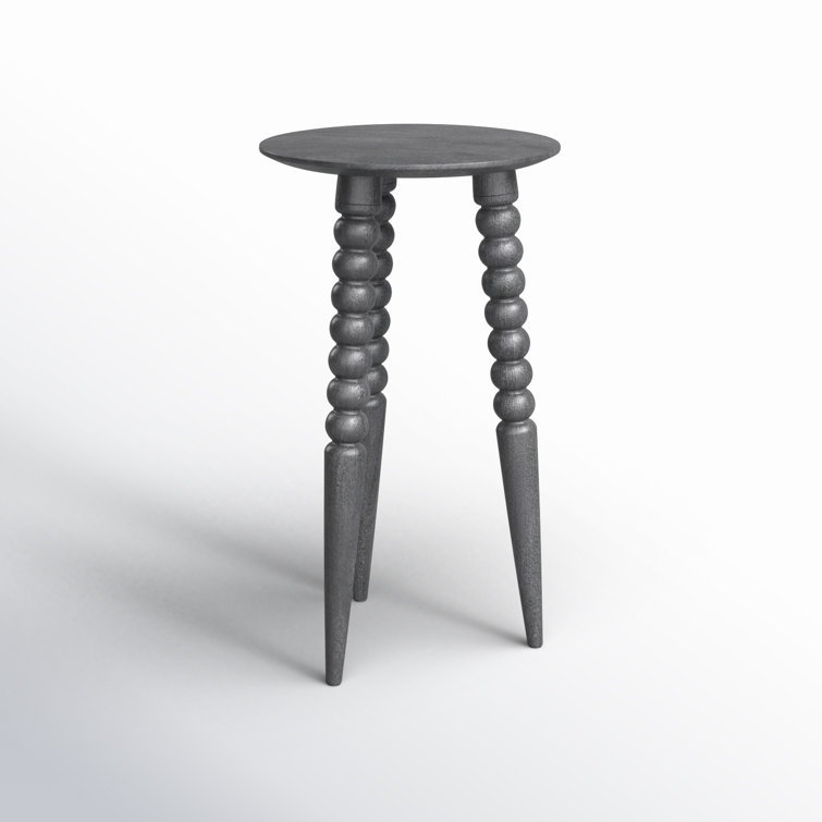 Espresso Bohemian Round Wood Accent Table with Carved Legs