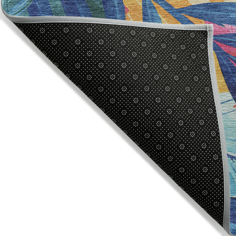 Tropical Floral Multicolor Washable Indoor/Outdoor Rug
