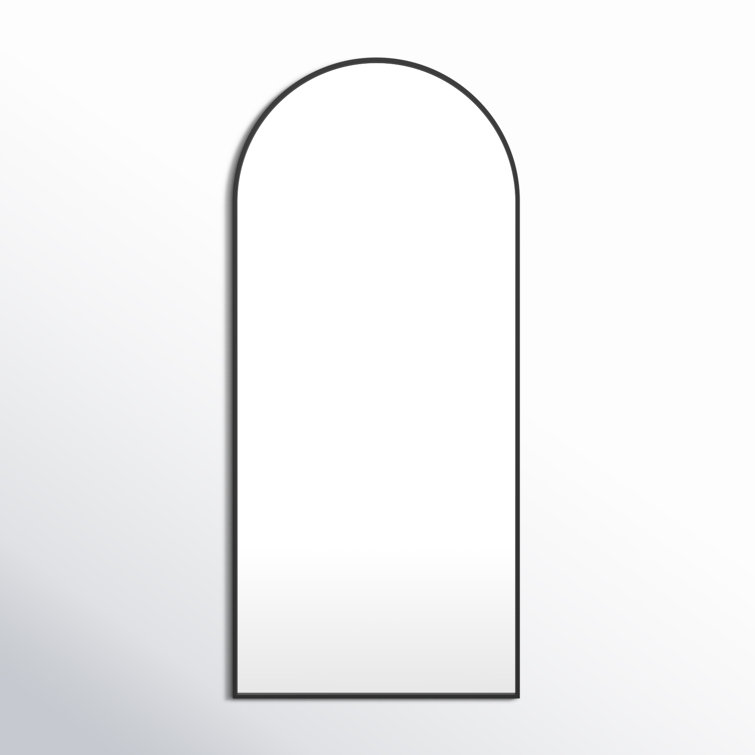 Black Arched Full Length Wood Mirror, 67" x 30"