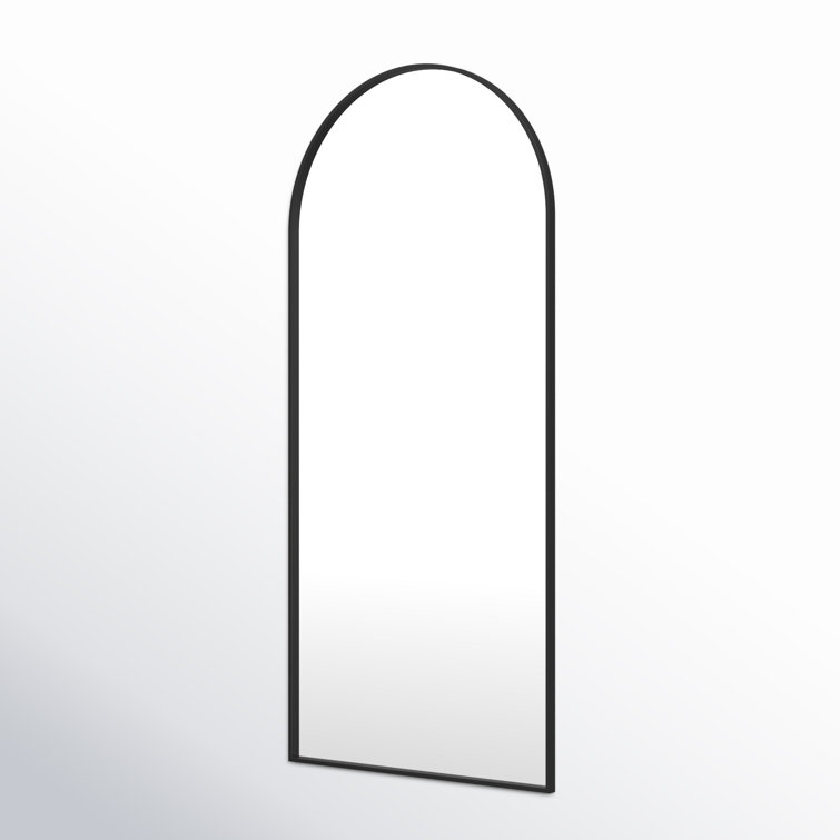 Black Arched Full Length Wood Mirror, 67" x 30"