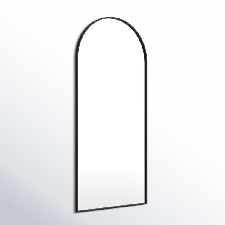 Black Arched Full Length Wood Mirror, 67" x 30"