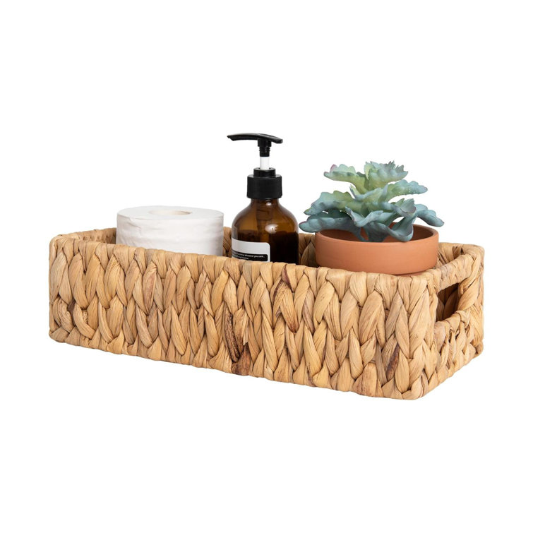 Natural Wicker Water Hyacinth Storage Basket with Handles