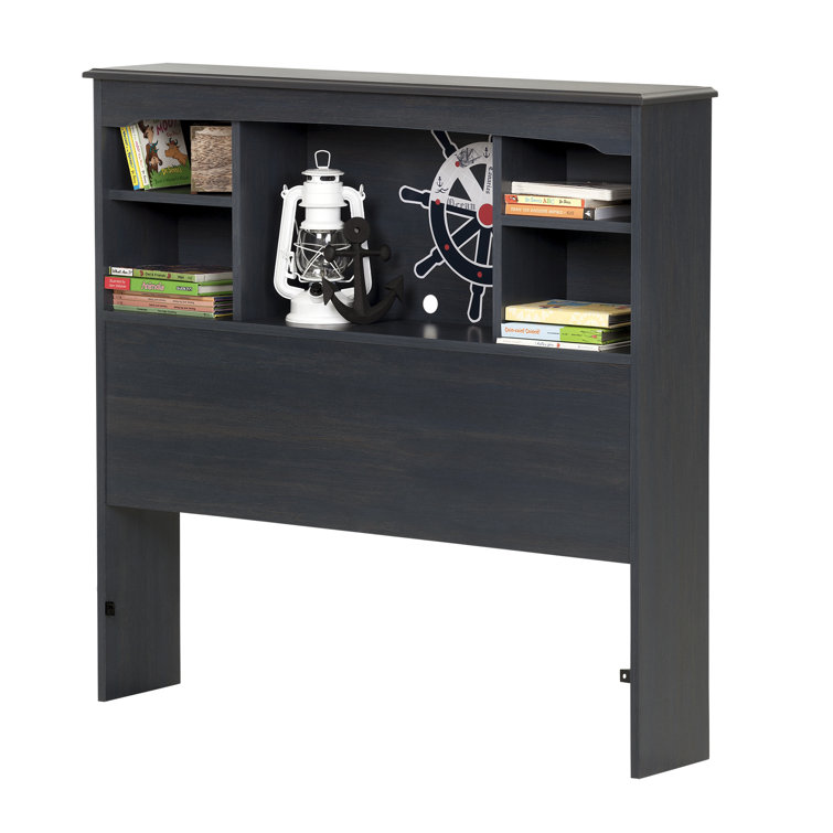 Blueberry Twin Wood Bookcase Headboard with Storage