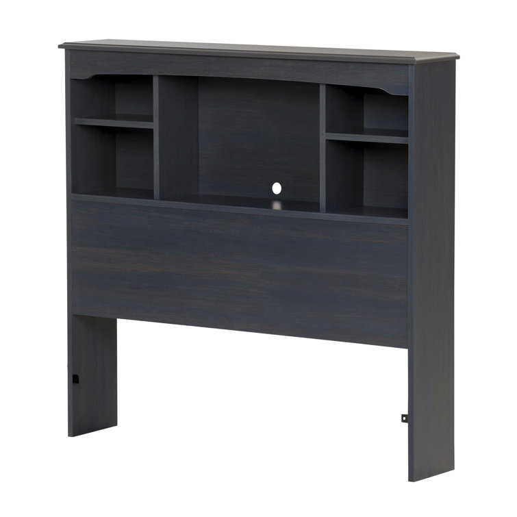 Blueberry Twin Wood Bookcase Headboard with Storage