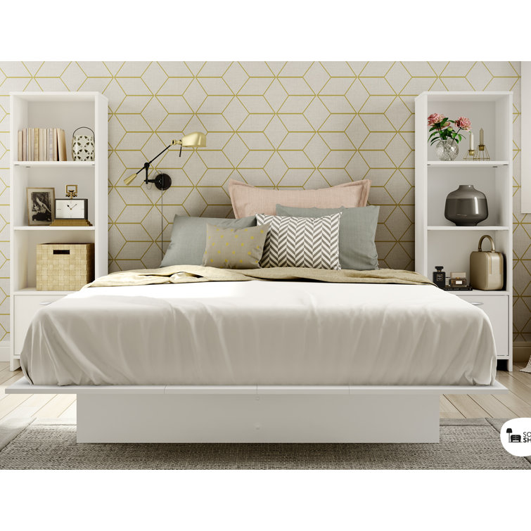 Pure White Adjustable 3-Shelf Bookcase with Door