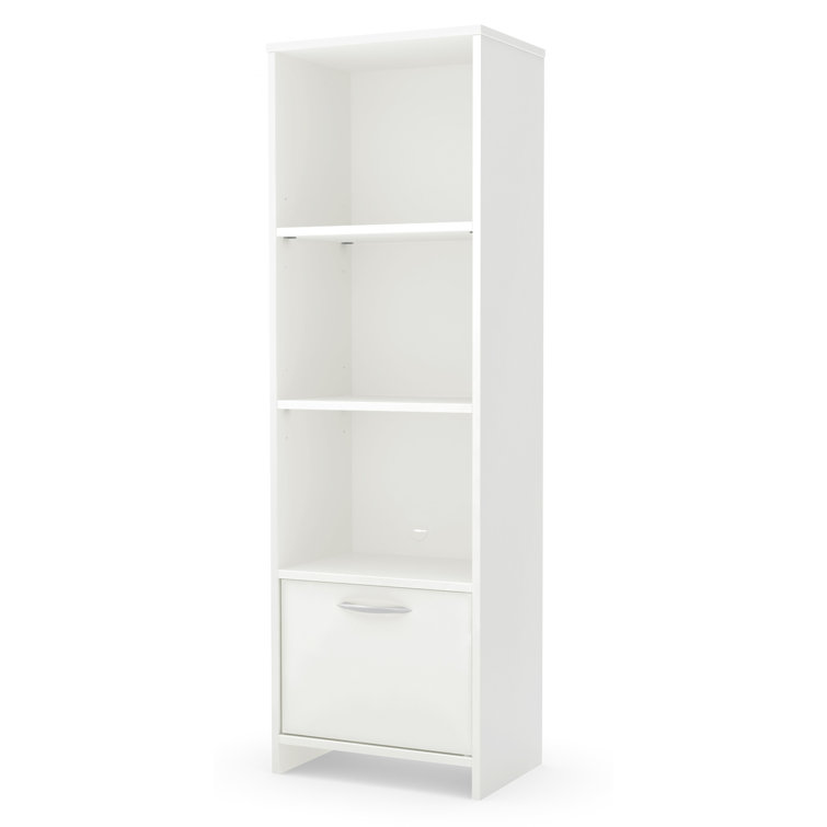 Pure White Adjustable 3-Shelf Bookcase with Door