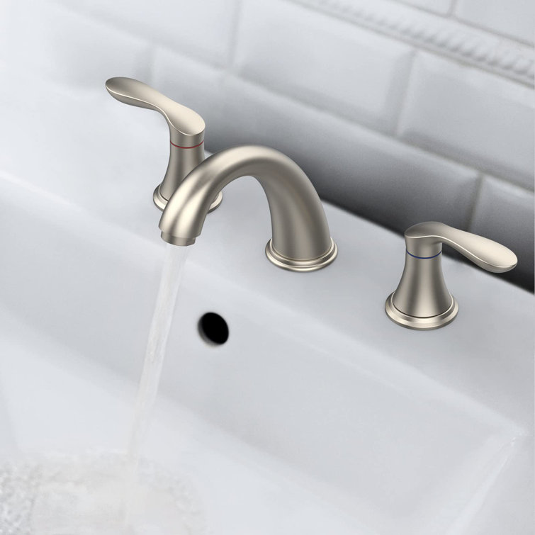 Brushed Nickel 2-Piece Stainless Steel Widespread Bathroom Faucet Set
