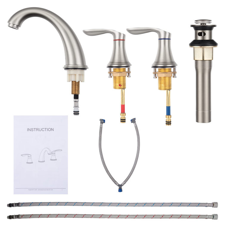Brushed Nickel 2-Piece Stainless Steel Widespread Bathroom Faucet Set