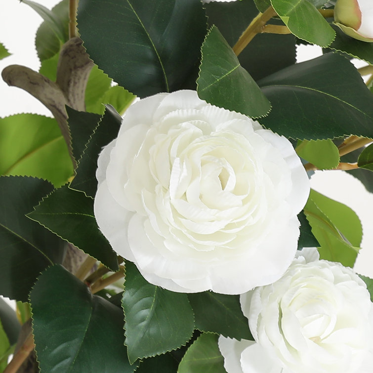 49.2" White Artificial Camellia Tree with LED Lights