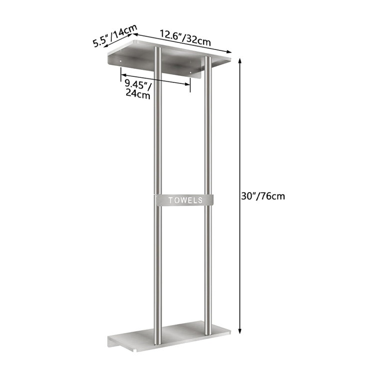 Brushed Nickel Wall Mounted Towel Rack with Shelf