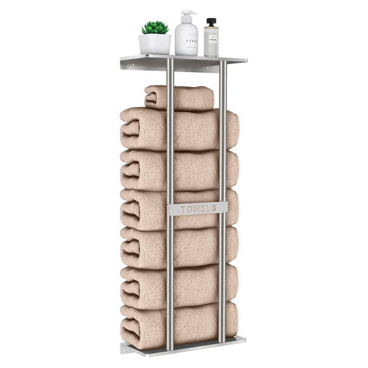 Brushed Nickel Wall Mounted Towel Rack with Shelf