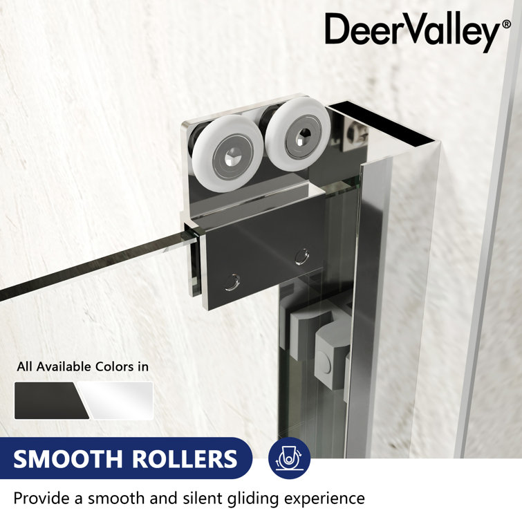 Silver Semi-Frameless Double Sliding Shower Door with Tempered Glass