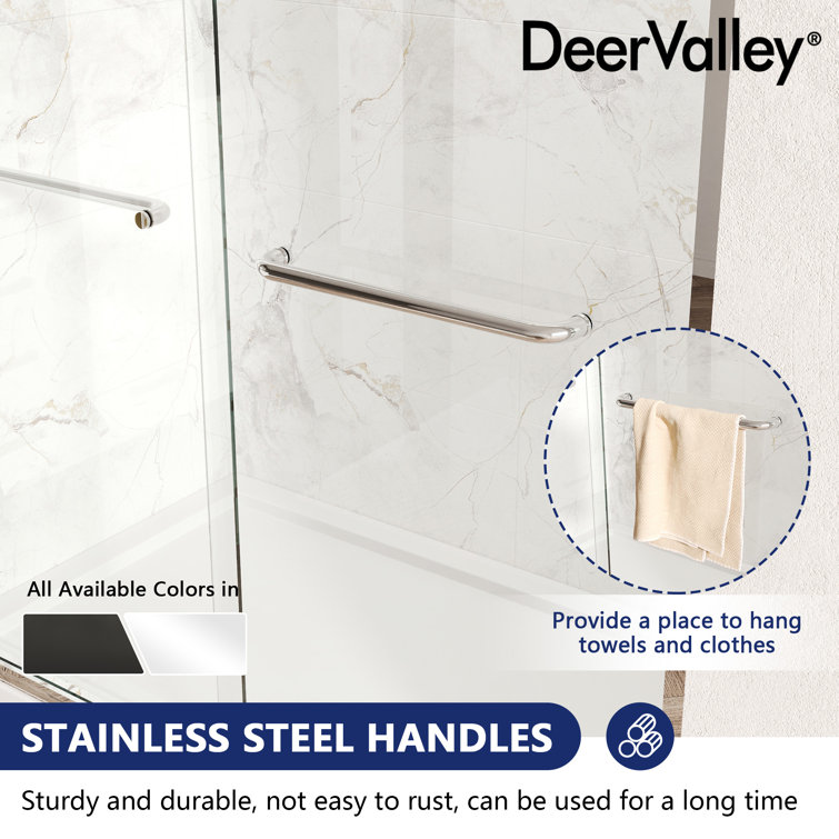 Silver Semi-Frameless Double Sliding Shower Door with Tempered Glass