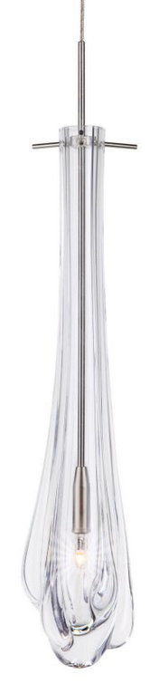 Mini Dew Drop Clear Glass Nickel Single Pendant Light
