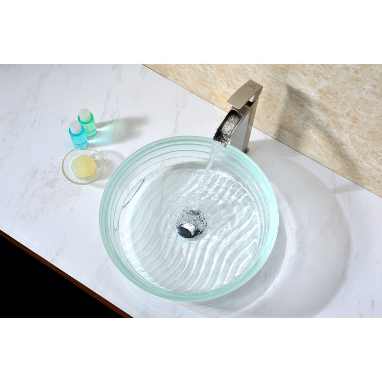 Lustrous Translucent Crystal Glass Circular Vessel Sink