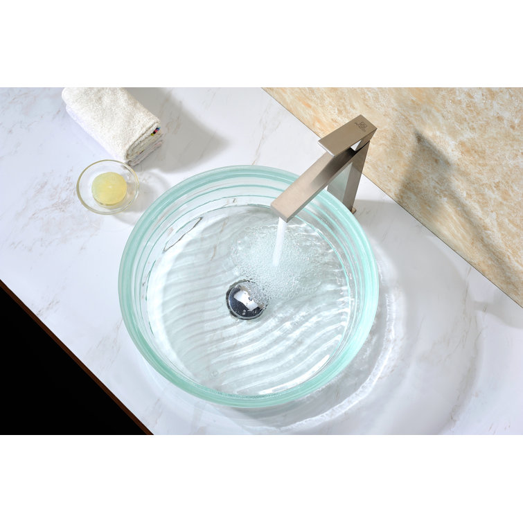 Lustrous Translucent Crystal Glass Circular Vessel Sink